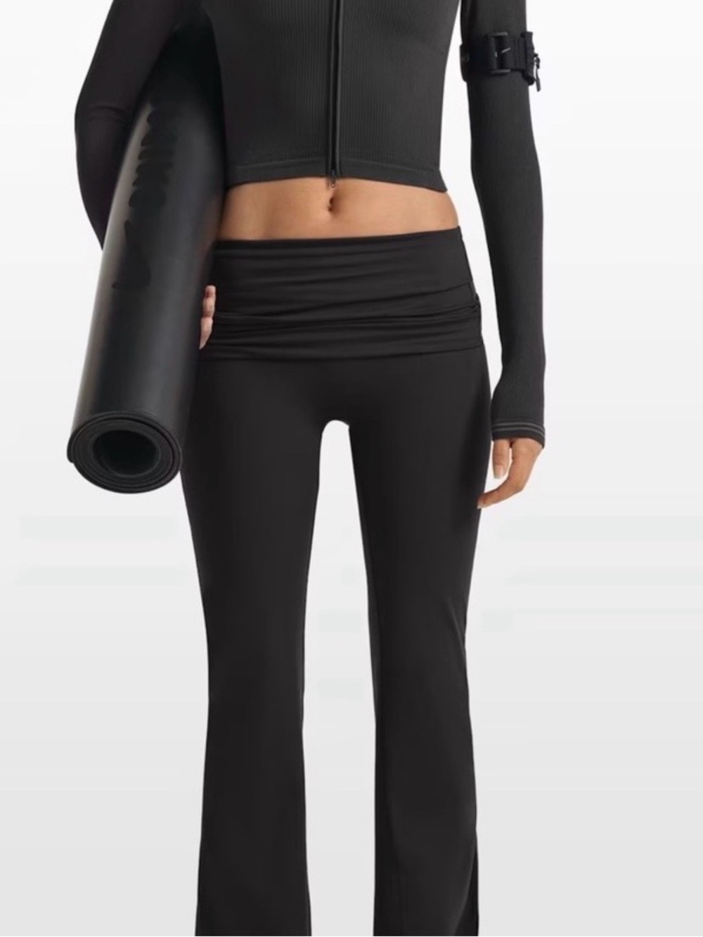 SKIMSxNike - NWT- Matte Foldover Slim Flare Leggings- Size Small- Obsidian - Picture 2 of 16
